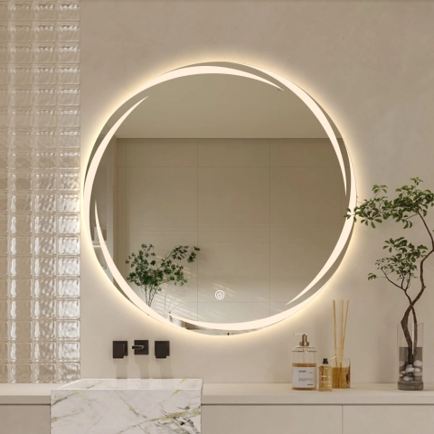 Espejo redondo de 70cm para baño con retroiluminación antivaho Veski XL Promoción