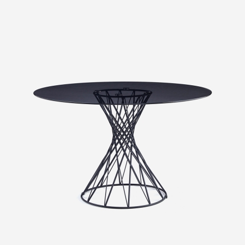 Mesa de diseño redonda moderna de cristal negro 120cm para salón Naji Promoción