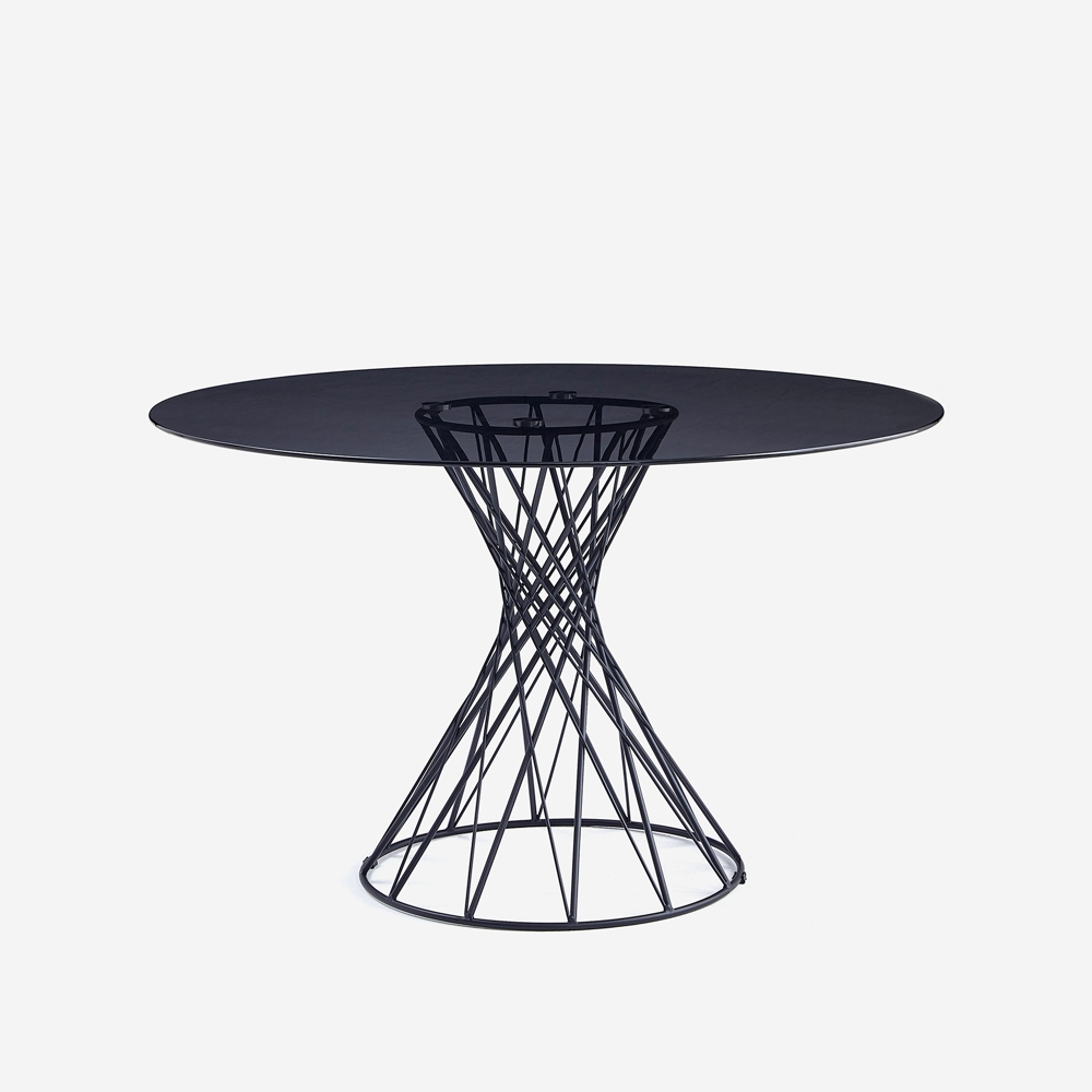 Mesa de diseño redonda moderna de cristal negro 120cm para salón Naji Promoción Mesa de diseño redonda moderna de cristal negro 120cm para salón Naji Promoción