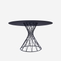 Mesa de diseño redonda moderna de cristal negro 120cm para salón Naji Promoción