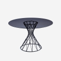 Mesa de diseño redonda moderna de cristal negro 120cm para salón Naji Venta