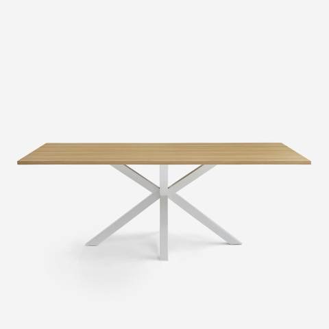 Mesa de comedor de madera 200x100 cm con patas cruzadas color blanco Moyo Promoción