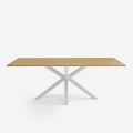 Mesa de comedor de madera 200x100 cm con patas cruzadas color blanco Moyo Promoción