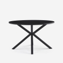Mesa redonda negra de 120cm con patas cruzadas para cocina y salónr Samu Promoción