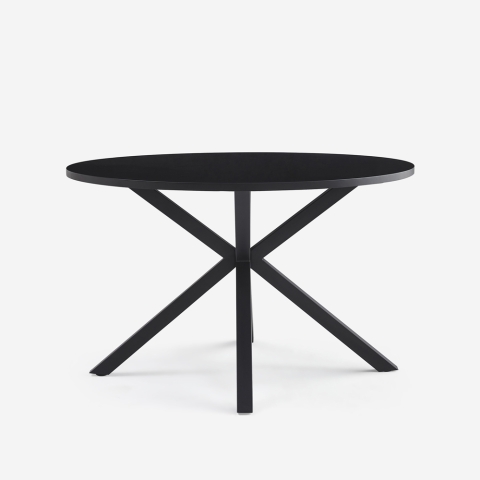 Mesa redonda negra de 120cm con patas cruzadas para cocina y salónr Samu Promoción
