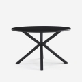 Mesa redonda negra de 120cm con patas cruzadas para cocina y salónr Samu Promoción