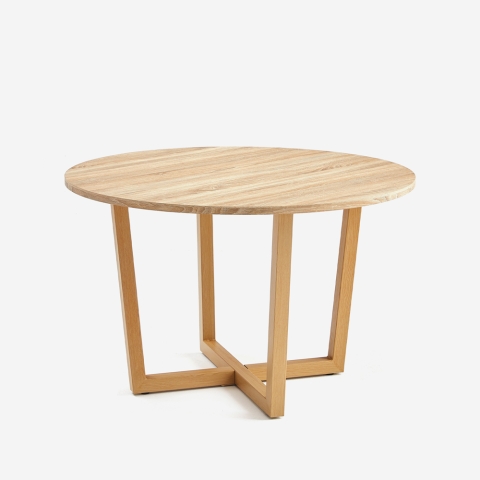 Mesa redonda de cocina y salón de madera con diseño moderno 12 0cm Zira Promoción