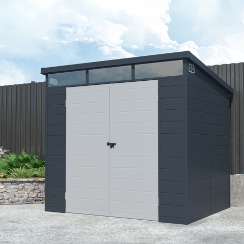 Casita caja herramientas de jardín en polipropileno 238x191x215cm Bolsena Promoción
