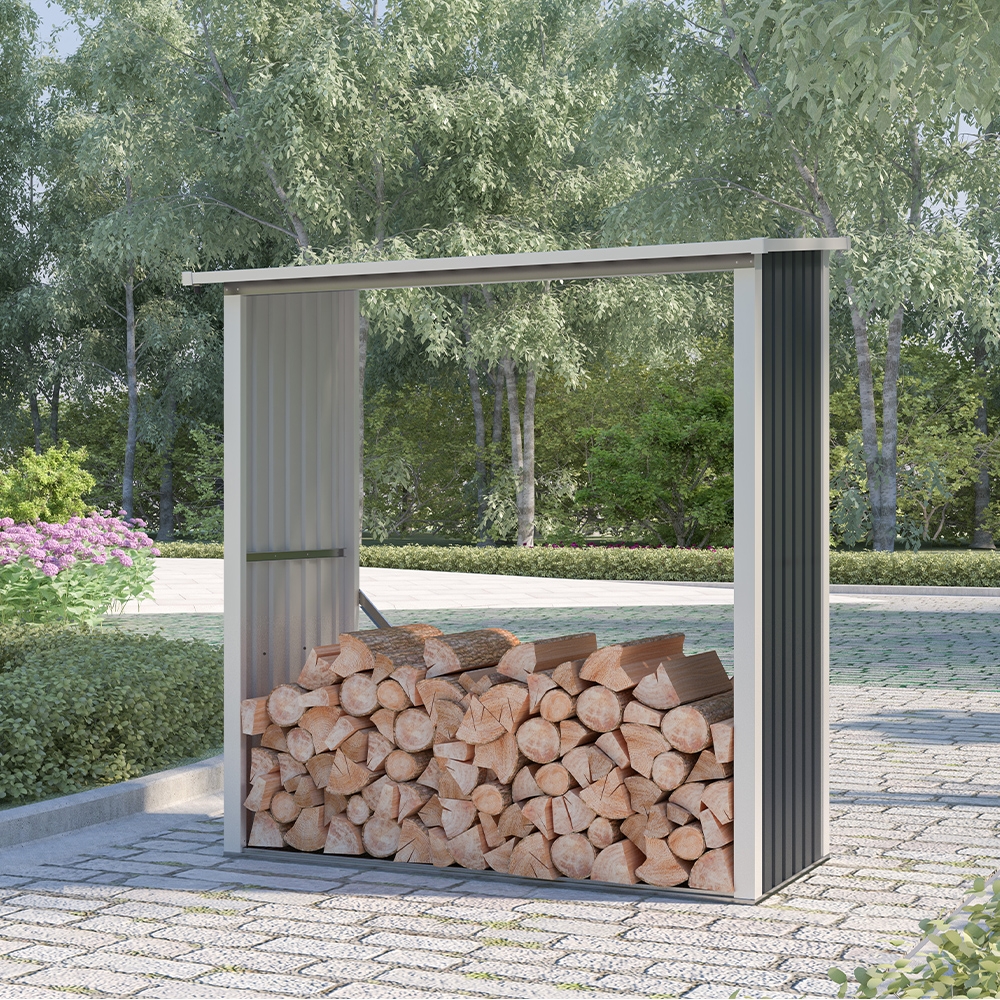 Leñera de jardín de metal para exterior 182x89x190 cm Vipiteno Promoción Leñera de jardín de metal para exterior 182x89x190 cm Vipiteno Promoción
