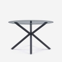 Mesa redonda moderna de cristal de 120 cm con patas cruzadas color negro Lotos Promoción