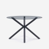 Mesa redonda moderna de cristal de 120 cm con patas cruzadas color negro Lotos Promoción