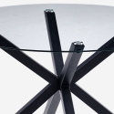 Mesa redonda moderna de cristal de 120 cm con patas cruzadas color negro Lotos Oferta