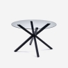 Mesa redonda moderna de cristal de 120 cm con patas cruzadas color negro Lotos Venta