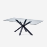 Mesa de diseño moderno con patas cruzadas color negro de cristal 200x100cm Laka Venta