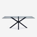 Mesa de diseño moderno con patas cruzadas color negro de cristal 200x100cm Laka Promoción