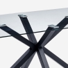 Mesa de diseño moderno con patas cruzadas color negro de cristal 200x100cm Laka Oferta