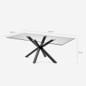 Mesa de diseño moderno con patas cruzadas color negro de cristal 200x100cm Laka Rebajas