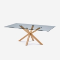 Mesa de diseño de cristal y madera 200x100cm con patas cruzadas Horo Venta