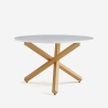 Mesa de comedor redonda blanca de 120 cm con patas cruzadas Rimu Venta