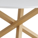 Mesa de comedor redonda blanca de 120 cm con patas cruzadas Rimu Oferta