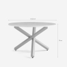 Mesa de comedor redonda blanca de 120 cm con patas cruzadas Rimu Rebajas