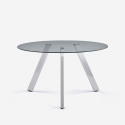 Mesa redonda de diseño moderno de cristal de 130 cm con patas de metal Orun Promoción