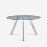 Mesa redonda de diseño moderno de cristal de 130 cm con patas de metal Orun Promoción