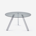 Mesa redonda de diseño moderno de cristal de 130 cm con patas de metal Orun Venta