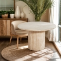 Mesa de comedor redonda 120cm moderna de madera efecto piedra Kara Venta
