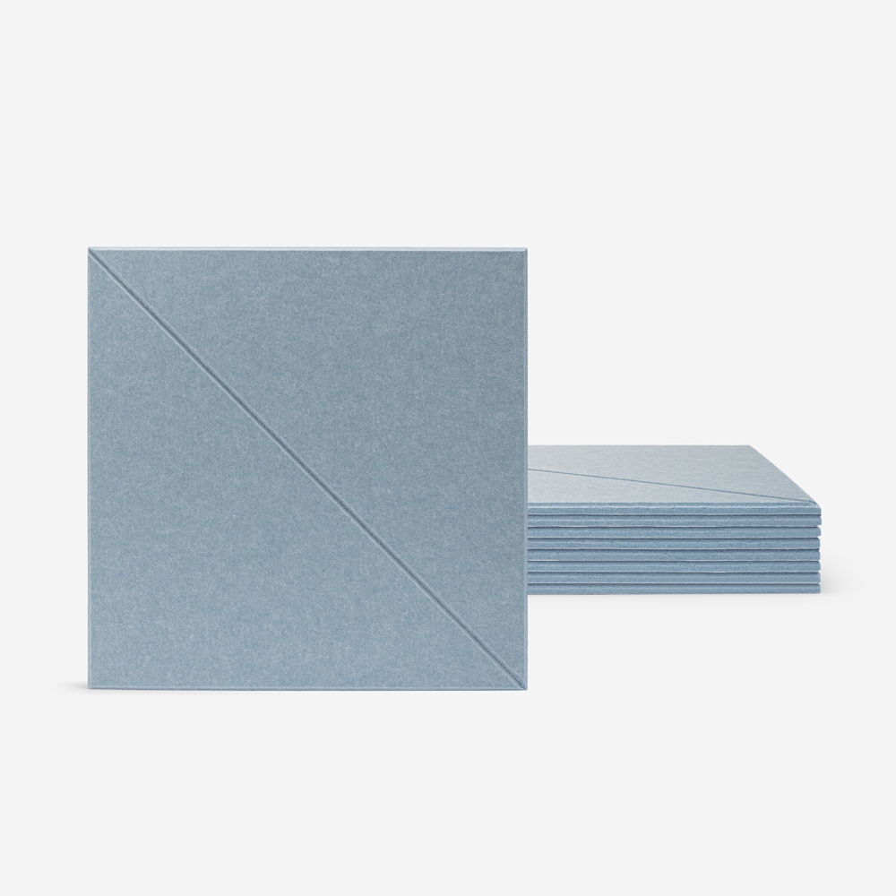 Juego de 8 paneles fonoabsorbentes azules de 60x60cm decorativos para interiores Toon-A