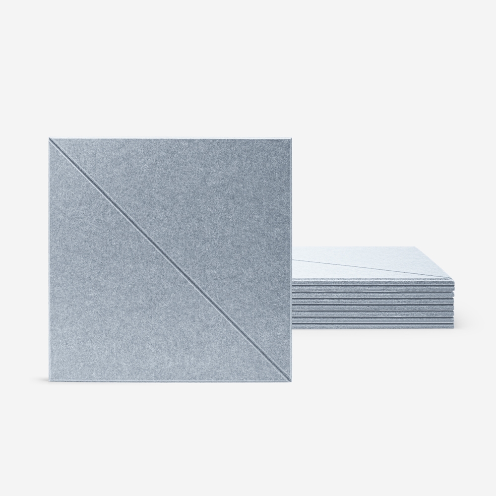 Juego de 8 paneles decorativos de diseño fonoabsorbentes 60x60cm color gris Toon-G.