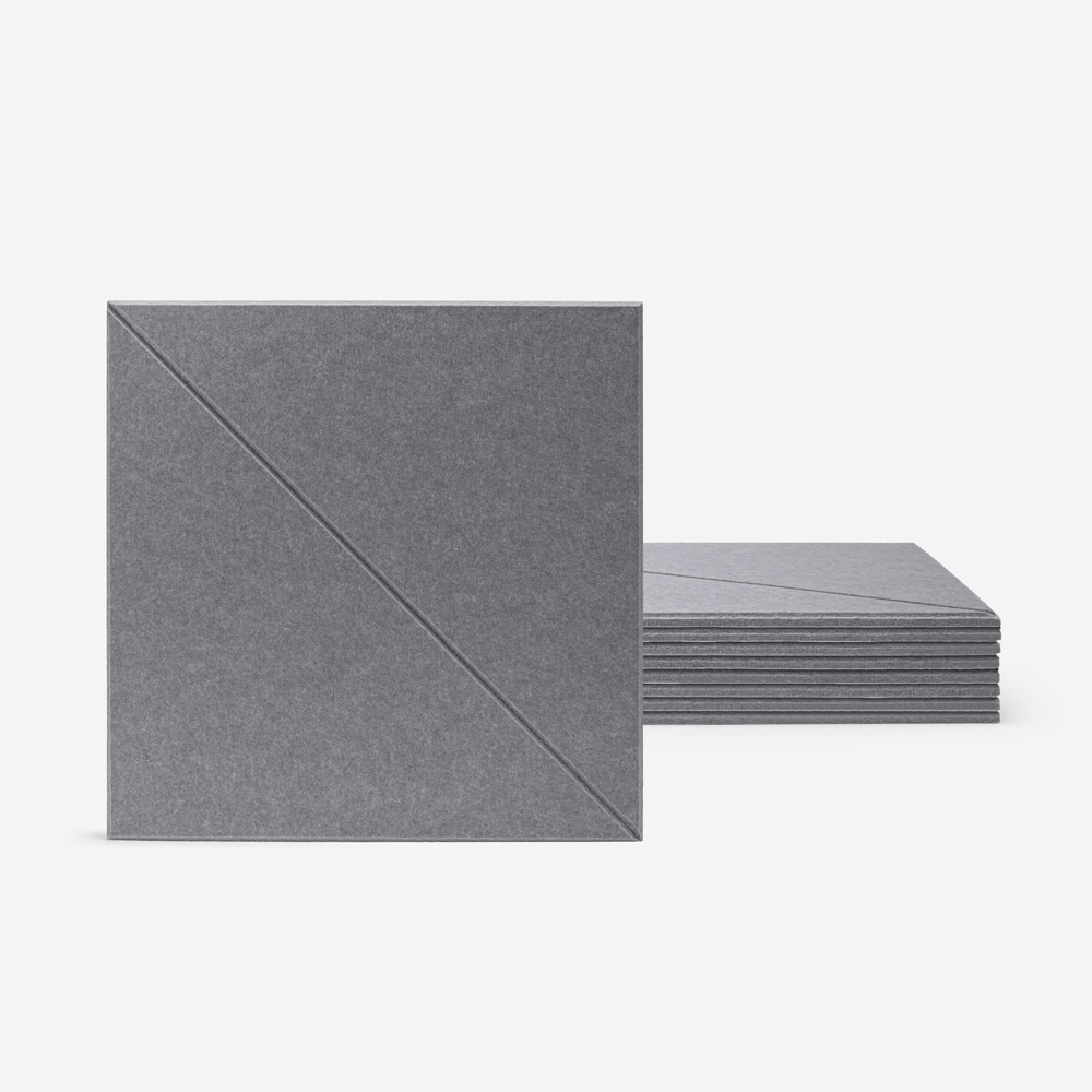 Juego de 8 paneles fonoabsorbentes de 60x60cm decorativos en poliéster color gris Toon-GC