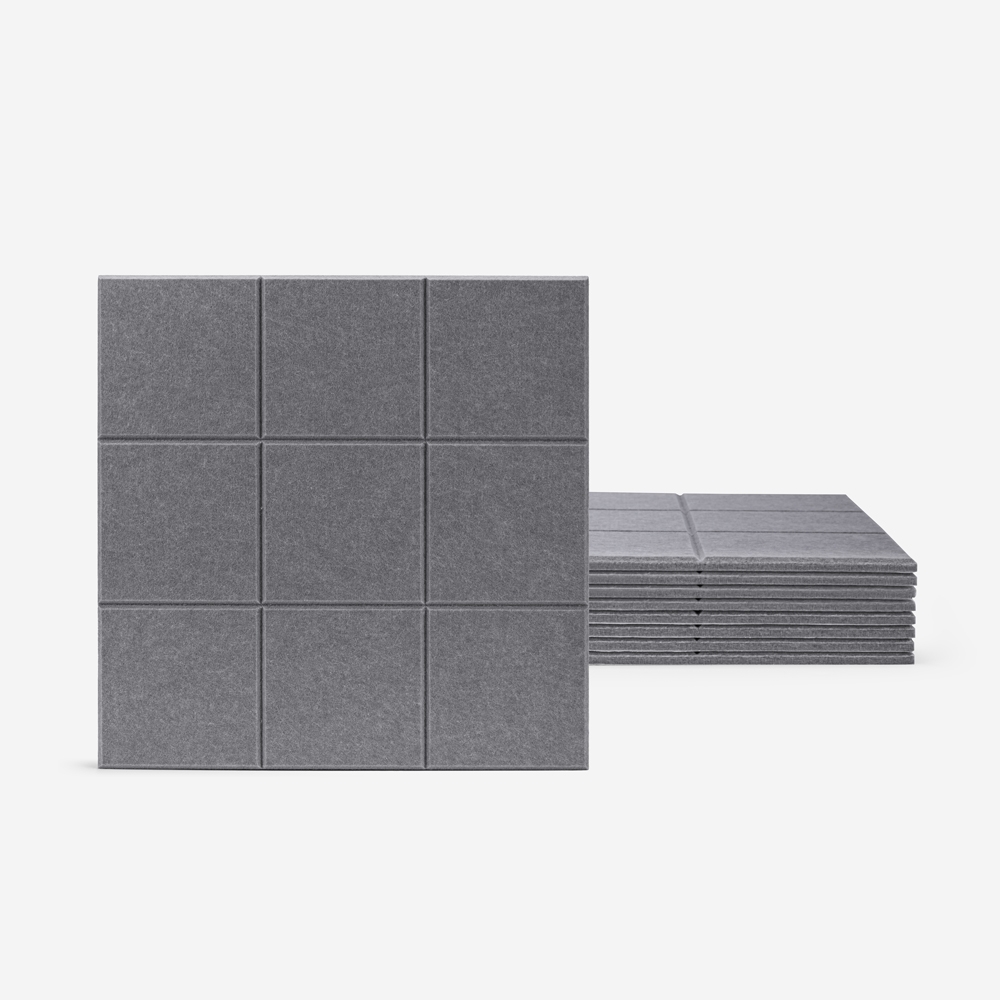 Juego de 8 paneles decorativos 60x60 fonoabsorbentes de poliéster gris Didi-GC