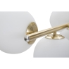 Lámpara de techo moderna de diseño en metal dorado y esferas de vidrio blancas Glamy 7 Descueto