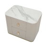 Mesita de noche elegante con 2 cajones y detalles dorados 60x40cm Lullaby Descueto