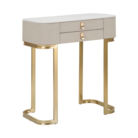 Consola de entrada con 2 cajones y patas doradas 70x40cm Beauty Promoción