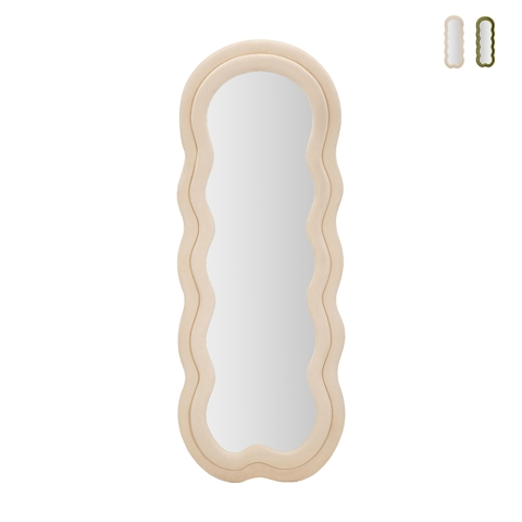 Espejo de pared o de pie diseño ondulado en terciopelo 60x160cm Miki Promoción