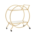 Carrito bar de salón en metal dorado con estantes de espejo Globe Promoción