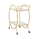 Carrito bar de salón en metal dorado con estantes de espejo Globe Rebajas