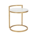 Mesa de centro y sofá redondo de metal dorado con superficie de mármol blanco Round Promoción