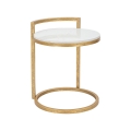 Mesa de centro y sofá redondo de metal dorado con superficie de mármol blanco Round Promoción
