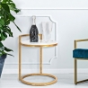 Mesa de centro y sofá redondo de metal dorado con superficie de mármol blanco Round Venta