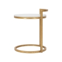 Mesa de centro y sofá redondo de metal dorado con superficie de mármol blanco Round Oferta