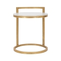 Mesa de centro y sofá redondo de metal dorado con superficie de mármol blanco Round Stock