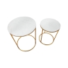 Set de 2 mesas auxiliares redondas de salón glam de metal dorado y mármol Simply Oferta