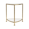 Mesa auxiliar triangular 2 estantes metal dorado y cristal Triangle S Promoción