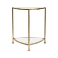 Mesa auxiliar triangular 2 estantes metal dorado y cristal Triangle S Promoción