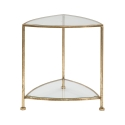 Mesa auxiliar triangular 2 estantes metal dorado y cristal Triangle S Oferta