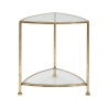 Mesa auxiliar triangular 2 estantes metal dorado y cristal Triangle S Oferta