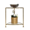 Mesa auxiliar triangular 2 estantes metal dorado y cristal Triangle S Rebajas